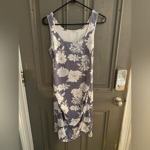 Maternity Sleeveless Dress in Blue and White